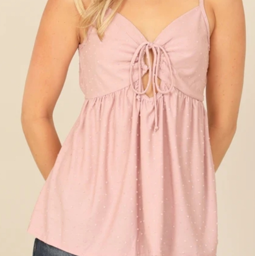 Baby Pink Sleeveless Top With Keyhole detail